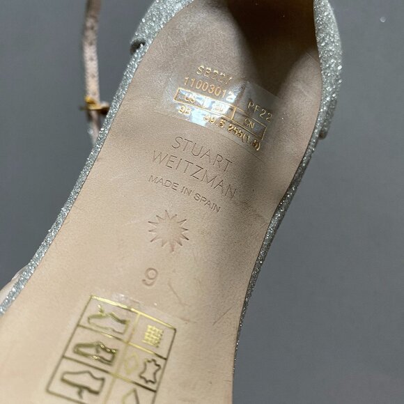 Stuart Weitzman - Nudistcurve Glitter Kitten Heel Sandal - Picture 4 of 11